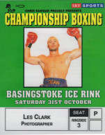 Basingstoke Ice Rink Sky Sports Boxing Championship Press Pass - Boxeo