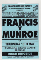 Francis Vs Munroe Reading Rivermead Leisure Centre Boxing Press Pass - Boxe