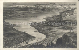 11663069 Geneve GE Panoramakarte Lac Leman Geneve - Sonstige & Ohne Zuordnung