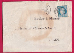 COMMUNE DE PARIS N°29 CAD TYPE 16 VERSAILLES DU 29 AVRIL 1871 ARRIVE CAEN 1ER MAI LETTRE - Guerra De 1870