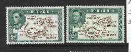 Fiji 1938 - 1955 KGVI Definitives 2d Map With & Without 180 Degrees MLH / MNH - Fidschi-Inseln (...-1970)