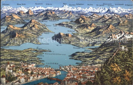 11662841 Vierwaldstaettersee SZ Panoramakarte Brunnen - Autres & Non Classés