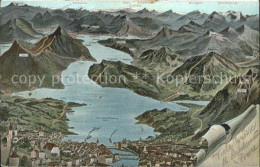 11662835 Vierwaldstaettersee SZ Panoramakarte  Brunnen - Sonstige & Ohne Zuordnung