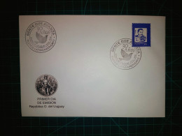 RÉPUBLIQUE ORIENTALE DE L'URUGUAY, Enveloppe FDC Commémorative Avec Timbre-poste Coloré (Proceres De La Patria, Bâtiment - Uruguay