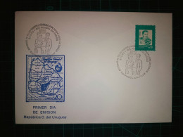 RÉPUBLIQUE ORIENTALE DE L'URUGUAY, Enveloppe FDC Commémorative Avec Timbre-poste Coloré (Proceres De La Patria, Bâtiment - Uruguay