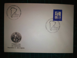 RÉPUBLIQUE ORIENTALE DE L'URUGUAY, Enveloppe FDC Commémorative Avec Timbre-poste Coloré (Proceres De La Patria, Bâtiment - Uruguay