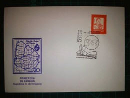 RÉPUBLIQUE ORIENTALE DE L'URUGUAY, Enveloppe FDC Commémorative Avec Timbre-poste Coloré (Proceres De La Patria, Bâtiment - Uruguay