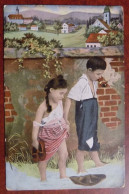 Cpa Deux Enfants Pieds Dans L'eau - Paysage - Pipe - - Scenes & Landscapes