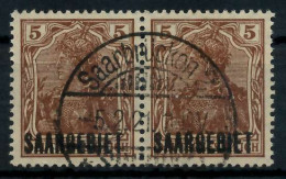 SAAR GERMANIA Nr 44a Zentrisch Gestempelt WAAGR PAAR X7B22EA - Used Stamps