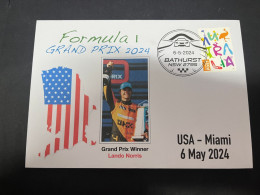 7-6-2024 (2 Z 42) Formula One - 2024 - USA Miami Grand Prix - Winner Lando Norris (6 May 2024) OZ Stamp - Auto's