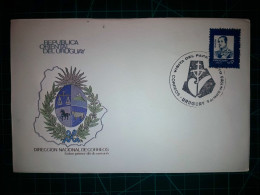 RÉPUBLIQUE ORIENTALE DE L'URUGUAY, Enveloppe FDC Commémorative Avec Timbre-poste Coloré (Proceres De La Patria, Bâtiment - Uruguay