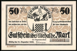 Notgeld Ströbeck 1921, 50 Pfennig, Schachbrett Von Oben  - Lokale Ausgaben