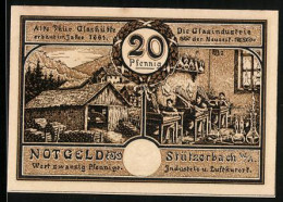 Notgeld Stützerbach W. A. 1921, 20 Pfennig, Alte Glashütte Und Zahnradbahn  - [11] Local Banknote Issues