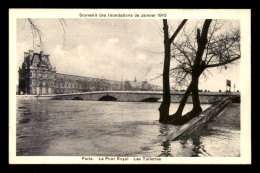 75 - PARIS - INONDATIONS DE 1910 - PONT ROYAL, LES TUILERIES - FAC SIMILE D'AUTOGRAPHE DE JEAN RAMEAU  AU VERSO - De Overstroming Van 1910