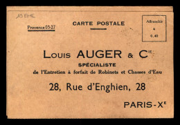 75 - PARIS 10EME - LOUIS AUGER & CIE, PLOMBERIE, 28 RUE D'ENGHIEN - CARTE PUBLICITAIRE 3 VOLETS - Arrondissement: 10