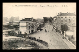 94 - VILLENEUVE-ST-GEORGES - LA GARE DE CHEMIN DE FER ET L'AVENUE DE PARIS - Villeneuve Saint Georges