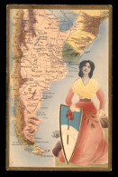 ARGENTINE - CARTE GEOGRAPHIQUE EN RELIEF - FEMME ET ARMES - Argentina