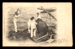 BATEAUX DE GUERRE - EXERCICES DE SIGNAUX A BORD DU "SAINT-LOUIS" - CARTE TAXEE - Warships