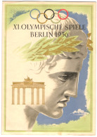 Telegramm XI. Olympische Spiele Berlin 1936, Brandenburger Tor, Entwurf: Stanzig, Rückseite Olympiaglocke, Erasmusdru  - Sonstige & Ohne Zuordnung