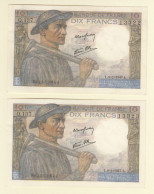 8x 10 Francs MINEUR FRANCE  Type 1941 F.08.17 Q.137 SPL Série X8 - 10 F 1941-1949 ''Mineur''