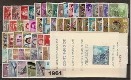 ESPAÑA SEGUNDO CENTENARIO 1961** 76  SELLOS+ 4HB SIN ESCUDOS  COMPLETO - Unused Stamps