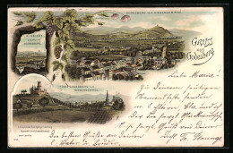 Lithographie Godesberg, Aussicht Von Der Ruine Godesberg, Ortsansicht Mit Siebengebirge  - Sonstige & Ohne Zuordnung