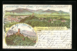 Lithographie Godesberg, Ruine Godesberg, Panorama Mit Siebengebirge  - Sonstige & Ohne Zuordnung
