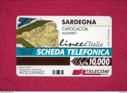 Italia, Italy- New Prepaid Phone Card- Nuova- LINEE D'ITALIA SARDEGNA- 10000L- Ed. Celograf- Ex. 31.12.99 - Pubbliche Figurate Ordinarie