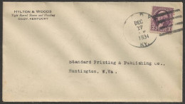 1934 Kentucky - Cody (Dec 17). Corner Card - Storia Postale
