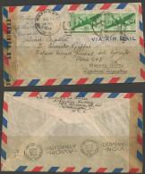 1944 Two 20 Cents Transport Airmails, Censored, Mailed From Embassy To Argentina - Covers & Documents