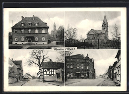 AK Menden /Rhld., Haus, Kirche, Strassen  - Menden