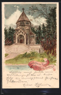 Lithographie Berg, Gedächtnis-Kapelle Für König Ludwig II., Schloss Berg Am Starnberger See  - Familias Reales