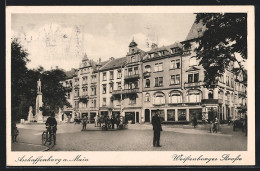AK Aschaffenburg A. Main, Weissenburger Strasse Mit Denkmal  - Weissenburg