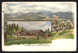 Künstler-AK Rudolf Reschreiter: Taubenberg, Gasthaus Und Panorama  - Other & Unclassified