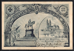 Lithographie Magdeburg, Ortsansicht Mit Kaiser Wilhelm Denkmal  - Maagdenburg