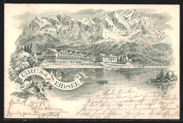 Lithographie Eibsee, Blick Auf Uferpartie  - Other & Unclassified