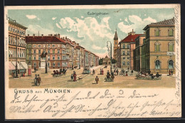 Lithographie München, Passanten In Der Ludwigstrasse  - Muenchen