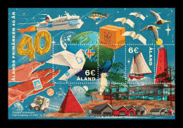 Aland 2024 Mih. 552/53 (Bl.26) 40 Years Of Aland Stamps. Liughthouse. Ships. Automobile. Fauna. Birds. Fishes MNH ** - Aland