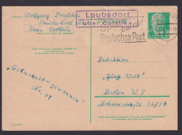 Laubsdorf über Cottbus Brandenburg DDRPostkarte Landpoststempel N. Berlin - Briefe U. Dokumente