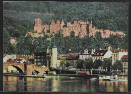 Germany.   Old Heildelberg With The Ruined Castle. Illustrated View Posted Postcard - Heidelberg