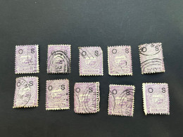 (stamps 7-5-2024) Very Old Australia Stamp - NSW O.S One Penny X 10 Stamps - Used Stamps