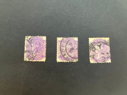 (stamps 7-5-2024) Very Old Australia Stamp - NSW 1d X 3 Stamps (purple) - Gebruikt