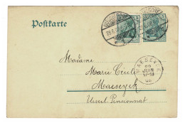 EP E.P. Entier Postale Ganzsache DEUTSCHES REICH Kartenbrief 1908 Dusseldorf Postwaardestuk Naar Maeseyck Ursulinen - Briefkaarten