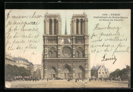 AK Paris, Cathédrale Notre-Dame Et Place Du Parvis  - Autres & Non Classés