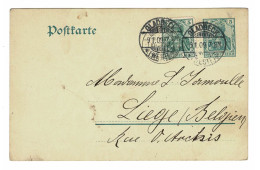 EP E.P. Entier Postale Ganzsache DEUTSCHES REICH Kartenbrief 1909 Gladbeck Postwaardestuk Naar Luik Liege - Briefkaarten