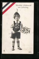 Foto-AK PFB Nr. 3970 /5: Kleiner Junge In Lederhosen Mit Blumenstrauss  - Fotografia
