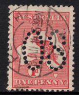 AUSTRALIA 1913 1d RED KANGAROO (DIE I) STAMP LARGE "OS" PERF.12 1st.WMK  SG.O2 VFU. - Gebraucht