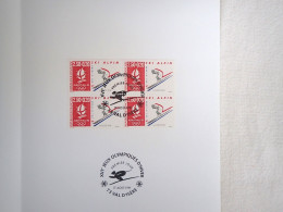 Encart 1er Jour FDC Bloc 4 Timbres J0 Albertville 1992 - Ski Alpin - Cachet Val D'Isère. Numéroté - Inverno1992: Albertville