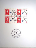 Encart 1er Jour FDC Bloc 4 Timbres J0 Albertville 1992 - Ski Artistique - Cachet Tignes. Numéroté - Hiver 1992: Albertville