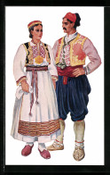 AK Dalmatien, Paar In Kroatischer Volkstracht  - Non Classés